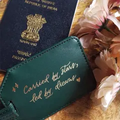 My hot-foiled leather luggage tags are a statement of artistry. Each letter is applied by hand, giving it a character that machines can't replicate.