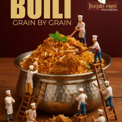 We believe that great food is built with care, grain by grain. This image shows the effort and attention to detail we put into every dish, like our flavourful biryani, to ensure it is perfect every time.
