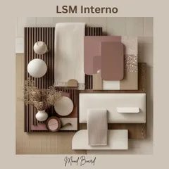 A mood board featuring a harmonious mix of earthy tones and natural textures. We use these tools to help you create a cozy, elegant, and tranquil interior space.
