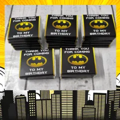 A sweet addition to any party favor bag, these chocolates are wrapped in custom Batman-themed wrappers that say "Thank you for coming to my birthday."