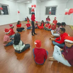 An instructor leads a fun activity during our Christmas party. It is wonderful to see students of all ages interacting and sharing the holiday spirit in our studio.