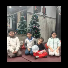 Some of our youngest students enjoying the Christmas party. It's important for them to see the dojo as a place of fun and friendship.