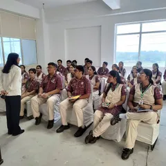 Students from DAV Public School during a presentation at our factory. We believe that by combining classroom knowledge with real-world experiences, we can inspire the next generation of innovators in clean energy.