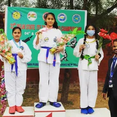 A proud moment for the Delhi Tigers family as my students take their places on the winners' podium at the Delhi State ITF Taekwon-do Championship.