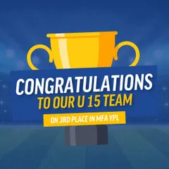 A graphic celebrating our U15 team's third-place finish in the MFA YPL. This success is a key part of our long-term development pathway, teaching players to handle pressure and execute game plans.