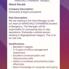 We are always looking for talented individuals to join our team at Manchale Chambers. This was a recent job posting for a Manager role at our Bengaluru office.
