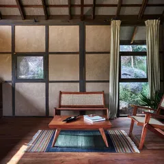 This is the living space of a prefabricated earthen studio I designed in Goa. It demonstrates how traditional wattle-and-daub techniques can be used to create warm, contemporary interiors that are light, breathable, and built in harmony with nature.