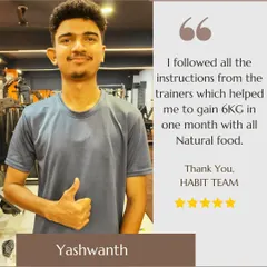 Yashwanth is a great example of how to gain healthy weight. He followed the plan, focused on natural food, and successfully gained 6kg of muscle mass in just one month.