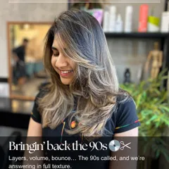 Bringin' back the 90s with these voluminous, bouncy layers. The 90s called, and we're answering in full texture.