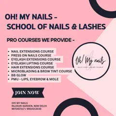 We offer a complete range of professional beauty courses to build your career from the ground up. This graphic shows our certified courses, including nail extensions, lash extensions, microblading, and even advanced PMU techniques.