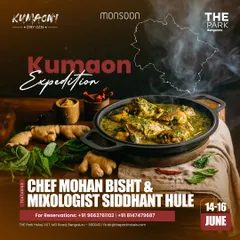 The official poster for our Kumaon Expedition, a collaboration with Himmaleh Spirits featuring Chef Mohan Bisht and Mixologist Siddhant Hule.