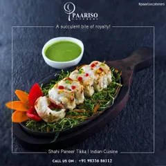Our Shahi Paneer Tikka offers a succulent bite of royalty. Marinated in a creamy, mild sauce and delicately grilled, it's a sophisticated starter for any upscale event.