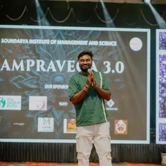 Addressing the students and participants at the Soundarya Institute event. I love sharing my passion for dance with the next generation.