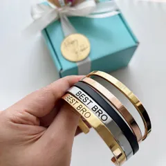 My personalized Rakhi bracelets are a modern alternative to traditional rakhis. Made of stainless steel, they are a keepsake he can wear all year long.