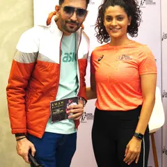 Sharing a frame with the talented actress and athlete Saiyami Kher at the ASICS Tata Mumbai Marathon merchandise launch, an event I was delighted to host.
