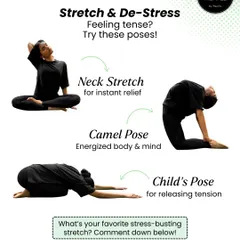 Feeling tense? A few simple stretches can work wonders. Try this neck stretch, camel pose, and child's pose to release tension, calm your mind, and shift your energy.