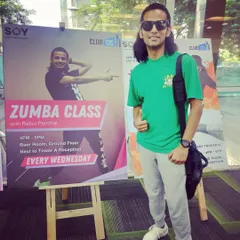 On-site at a corporate wellness event. I'm ready to bring the energy and get the employees dancing.
