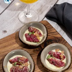 My Beetroot Burgundy Gnocchi in an asparagus and leek sauce is a dish that is as beautiful as it is delicious. The vibrant color and unique flavor combination make it a memorable addition to any gourmet menu.