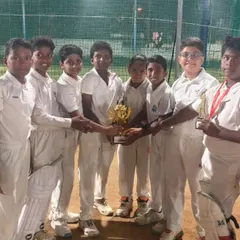 Champions! Our team proudly poses with the trophy after clinching the Triangle Series 2025 title with dominant back-to-back wins.
