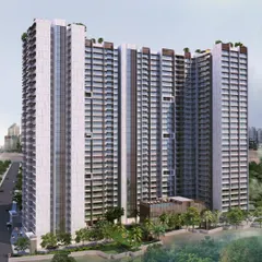The Runwal Timeless towers are designed for modern comfort and elegance. This aerial render showcases the complete project, including the placement of the towers to offer panoramic city views and the integration of world-class amenities like a swimming pool and landscaped gardens.