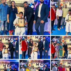A collage showing our new black belts celebrating with their proud parents and coaches.