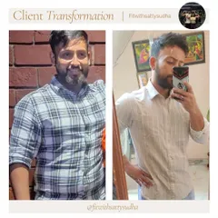 This client's transformation is a testament to his hard work. By sticking to his personalized plan, he achieved significant fat loss and a visible change in his physique.