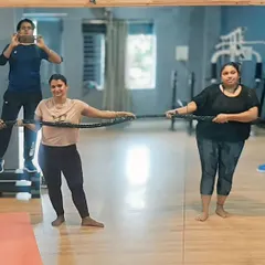 Teamwork makes the dream work. Here's our crew working with battle ropes, a fantastic tool for a full-body strength and cardio workout.