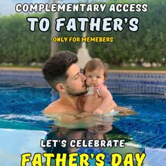 Celebrating Father's Day with a special offer for our members. This image of a father and his baby in the pool captures the family friendly spirit of our swim school.