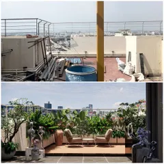 This is what we mean when we say "from bare to breathtaking." We took a cluttered, unused rooftop and envisioned a stunning deck with an open-air seating area, all set against the city skyline. This before-and-after shows the potential hidden in every space, waiting to be unlocked with thoughtful design and expert execution.