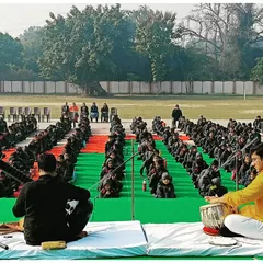 An open-air morning concert for SPIC MACAY in Indore. Performing for hundreds of students in this serene setting was a wonderful experience.