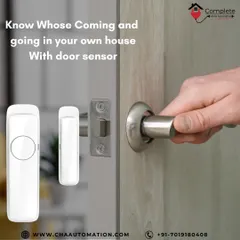 Know who is coming and going at all times. This image displays a door sensor, a simple device that provides valuable information by tracking every time a door is opened or closed in your home.