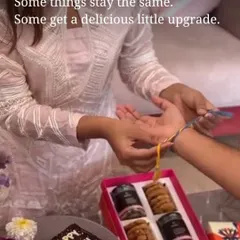 Some traditions get a delicious upgrade. This image captures a tender Rakhi moment, with our gourmet brownie cake and cookie box ready to be shared. It’s a sweet way to celebrate the sibling bond.