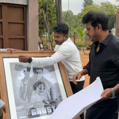 Unveiling the artwork for Shivarajkumar. This piece was a 49-hour effort, created entirely with charcoal on A1 size paper.