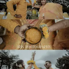 From the playful dancing to the traditional turmeric paste, this collage captures the full spectrum of a fun-filled Haldi ceremony.