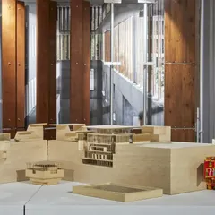 A collection of architectural models at various scales for the Lilavati Lalbhai Library. Physical models are an essential tool in our practice, allowing us to study everything from the building's overall form to the finest construction details.
