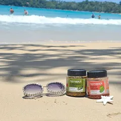Sun, sand, and a side of pickle. Our jars are the perfect addition to a beach day, adding a burst of flavour to any simple snack.