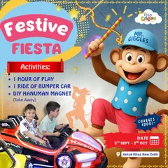 Our Festive Fiesta is on! Come celebrate with Mr. Giggles and enjoy playtime, a bumper car ride, and a take-home DIY Hanuman magnet craft, all for a special price.