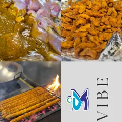 A collage of our specialties in the making. From marinating chicken to frying fish and grilling seekh kebabs, this is where the flavor begins.