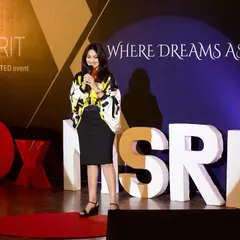 Standing on the iconic red circle at TEDx MSRIT, a stage "Where Dreams Ascend." It was a dream come true for me to share my message here.