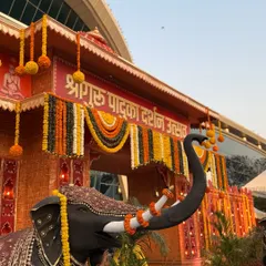 The grand entrance to the Shree Guru Paduka Darshan Utsav, a Maharashtrian Mahakumbh event I catered. I always ensure my service honors the scale and spiritual significance of the occasion.