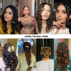 Wondering what you'll learn? Here's a sneak peek! From soft glam for brunch to a full festive look, and hairstyles from simple curls to elegant buns, my classes cover it all. You'll learn practical, wearable looks that you can recreate yourself.