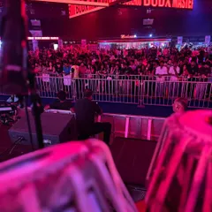 The view from behind my tabla, looking out at the massive crowd at the BudX Master event. Bringing the sound of the tabla to such a contemporary and large-scale hip-hop show was a fantastic experience.