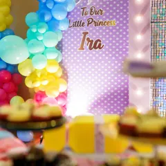 A close up of the decor for Ira's party. The custom signage and balloon arch created a perfect photo opportunity. We focus on capturing these details to give you a complete memory of the event's ambiance.
