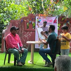 I celebrated my 40th birthday by participating in a 3-day art camp at Wayanad. Here I am giving a live portrait demo. It was an unforgettable experience of learning, sharing, and connecting with fellow artists.