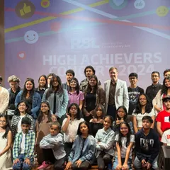 A group photo with the entire team and performers at the RSL High Achievers Concert. Being part of this larger community of talented artists is an inspiring experience for our students and instructors.