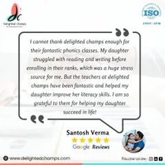 I am so grateful for feedback like this from Santosh Verma. He shares how my phonics classes helped his daughter overcome her struggles with reading and writing, turning a source of stress into a story of success.
