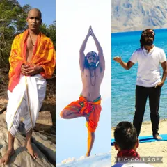 A collage representing the different phases of my path. From a traditional practitioner to a modern yoga entrepreneur, my journey is about making the timeless wisdom of yoga accessible for today's world.