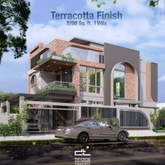 A modern take on Spanish colonial revival architecture, this G+1 duplex villa features a warm terracotta finish, elegant arches, and an open-plan layout. The design for this 3200 sq. ft. home balances earthy tones with modern luxury.