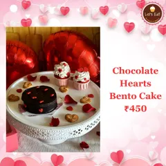 My Chocolate Hearts Bento Cake is the perfect size for two to share. This mini cake is decorated with tiny hearts for a simple and sweet romantic gesture.