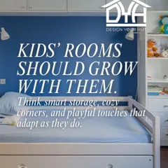 Kids' rooms should grow with them, not be outgrown in a year. This design features a bed with a pull-out trundle for sleepovers or extra storage, plus overhead cabinets to keep things tidy. It's a future-proof setup that adapts as they do.